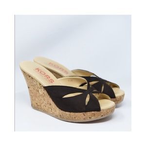KORS West- Micheal Kors Suede Cork Wedge Sandal